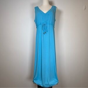 Fresh Produce Sleeveless V-Neck Drawstring Waist Blue Dress Women’s Size Medium